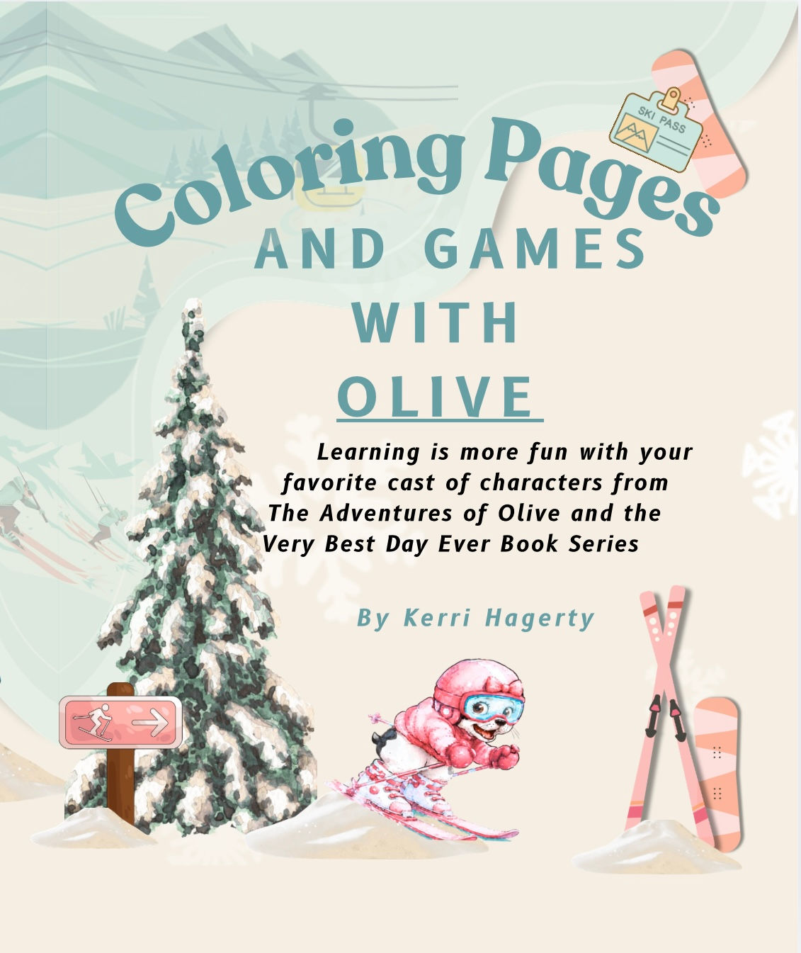 Coloring Pages and Games with Olive: Ski Edition