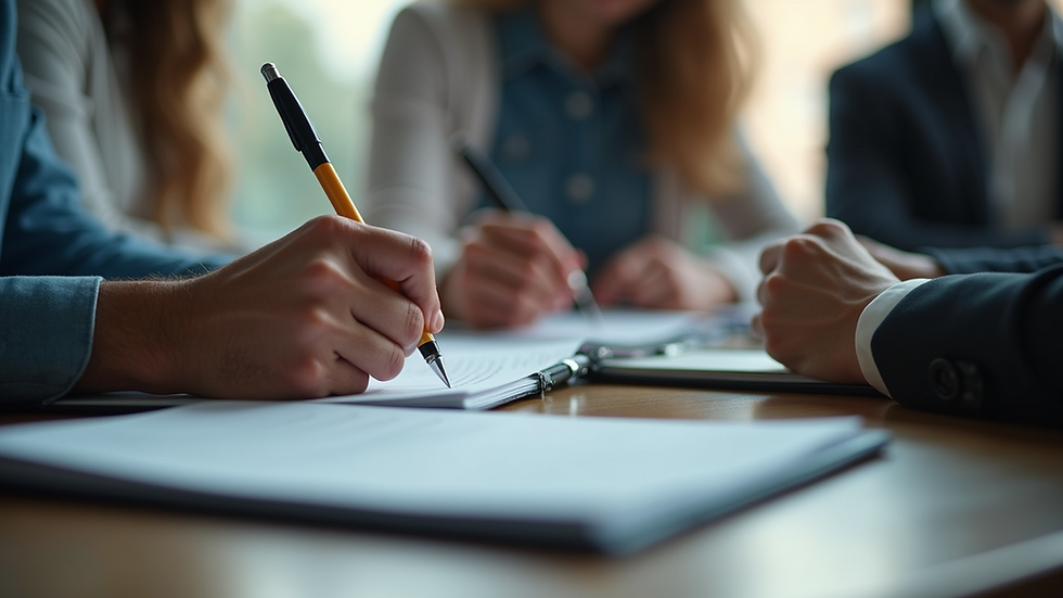 High angle view of a person taking notes during a training session