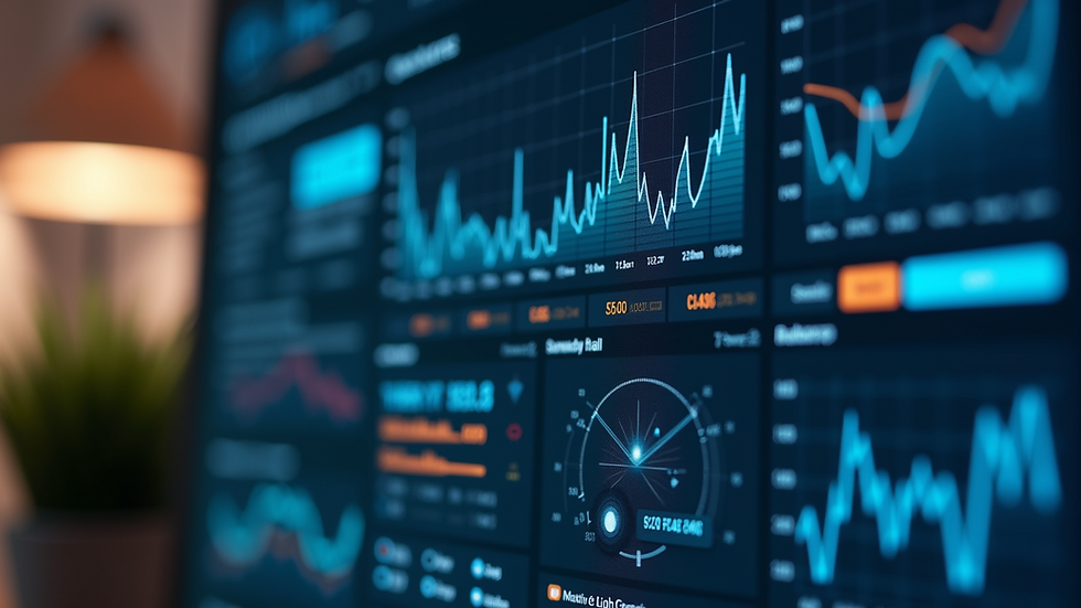 Eye-level view of a data-driven dashboard displaying performance metrics