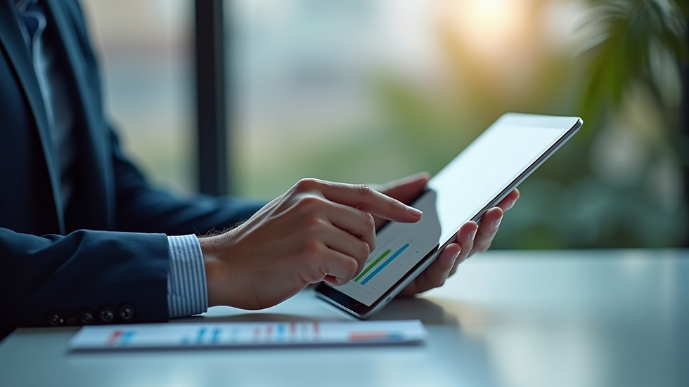 Close-up view of a digital tablet showing building management software