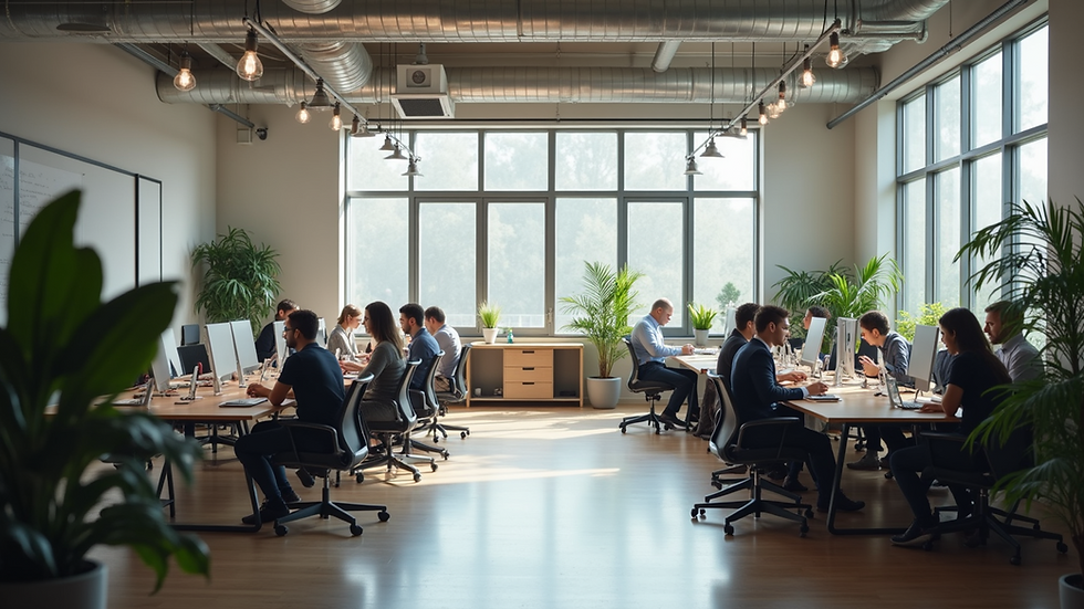 Wide angle view of a large collaborative workspace