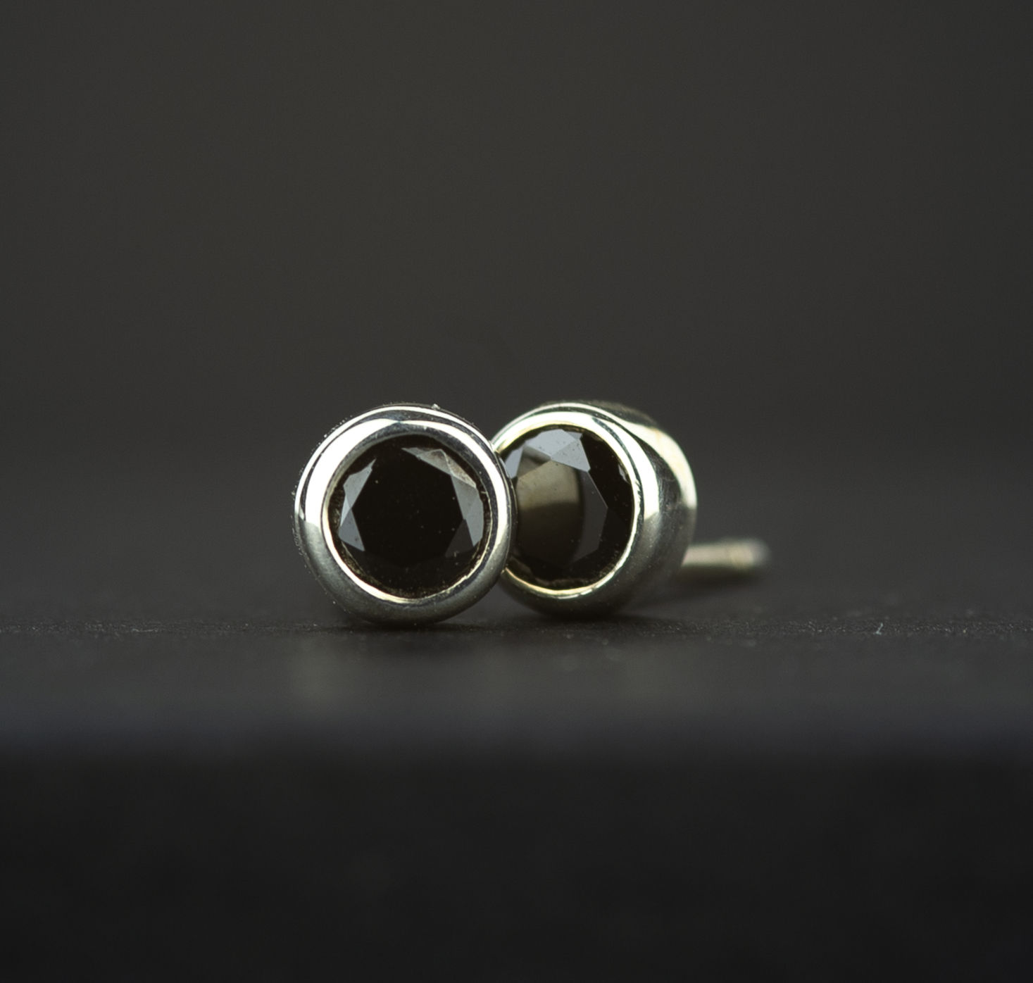 Black CZ 4mm Studs