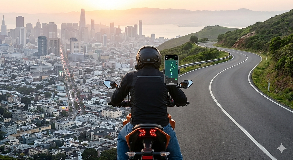 Urban motorcycle riding,