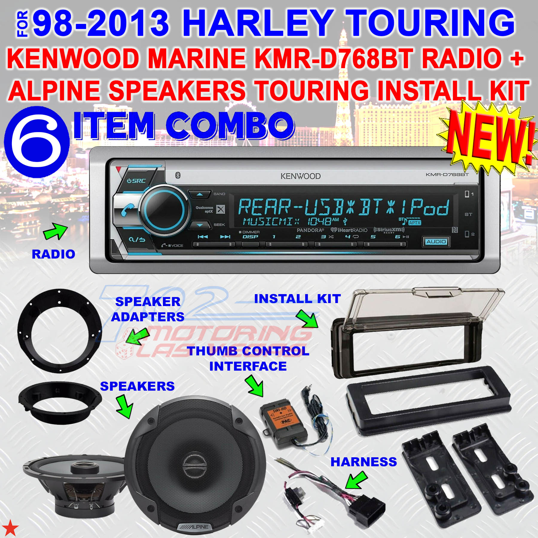 Audio Systems Parts & Accessories Marine Radio 982013 Harley FLHT Dash