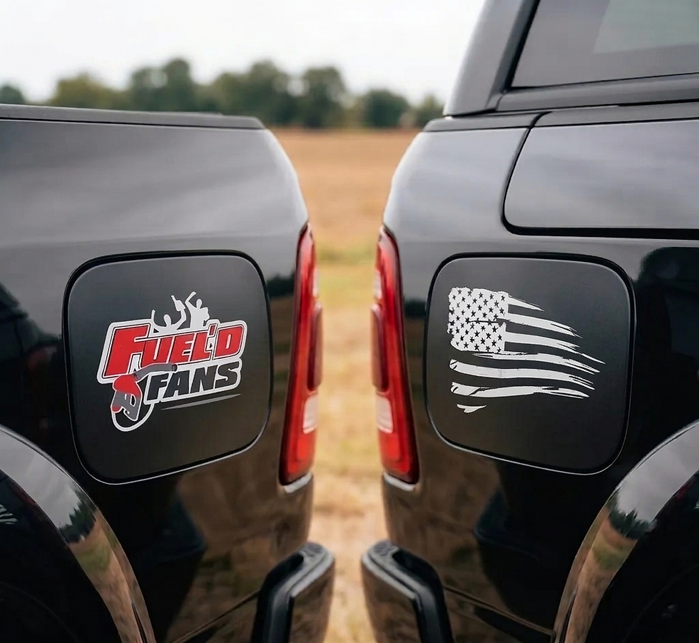 Side by Side shot of fuel door covers installed