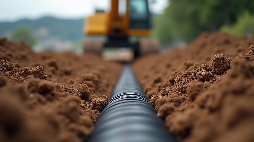 Close-up view of helical pier being installed in soil