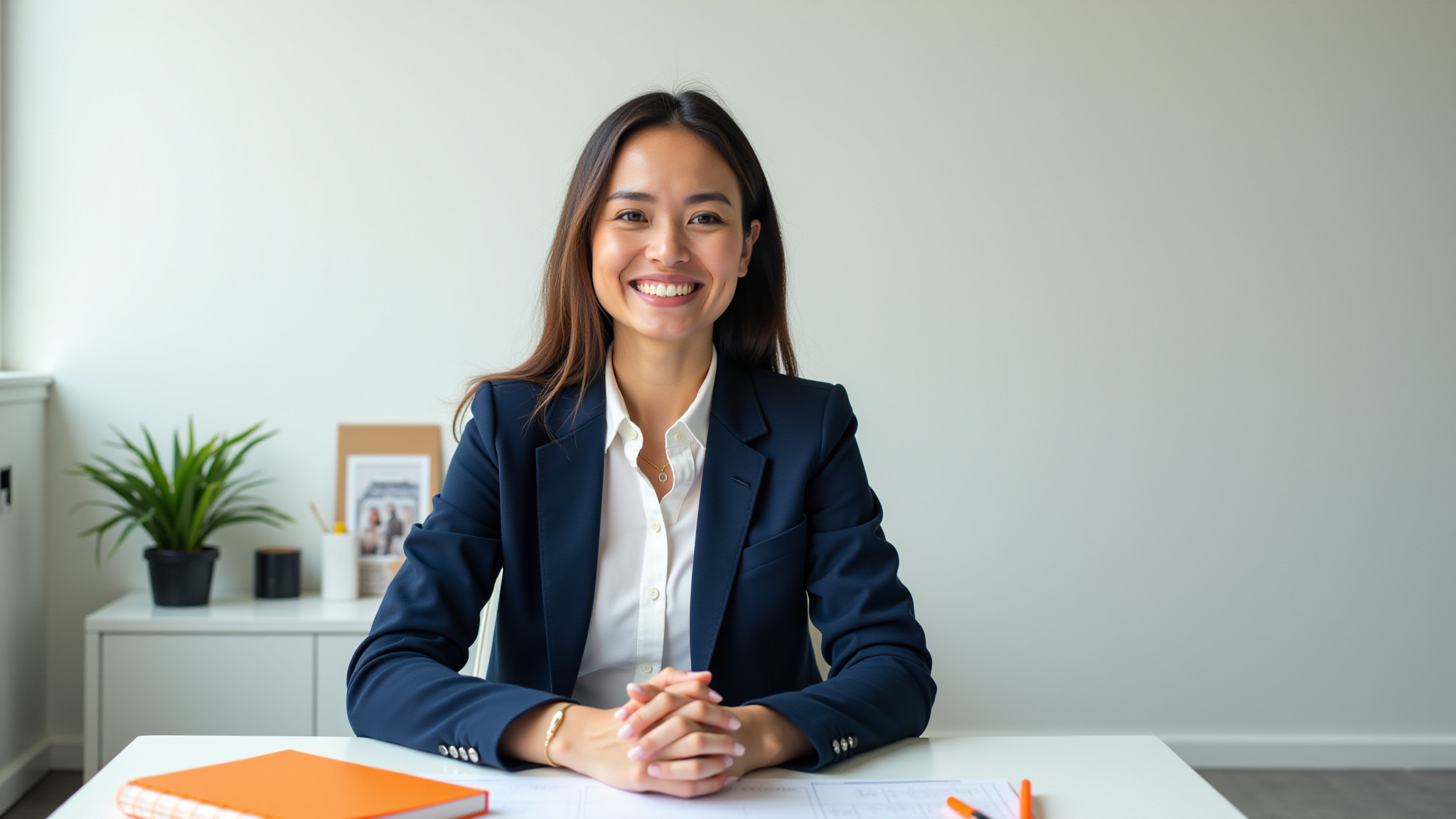 Smiling professional woman at desk