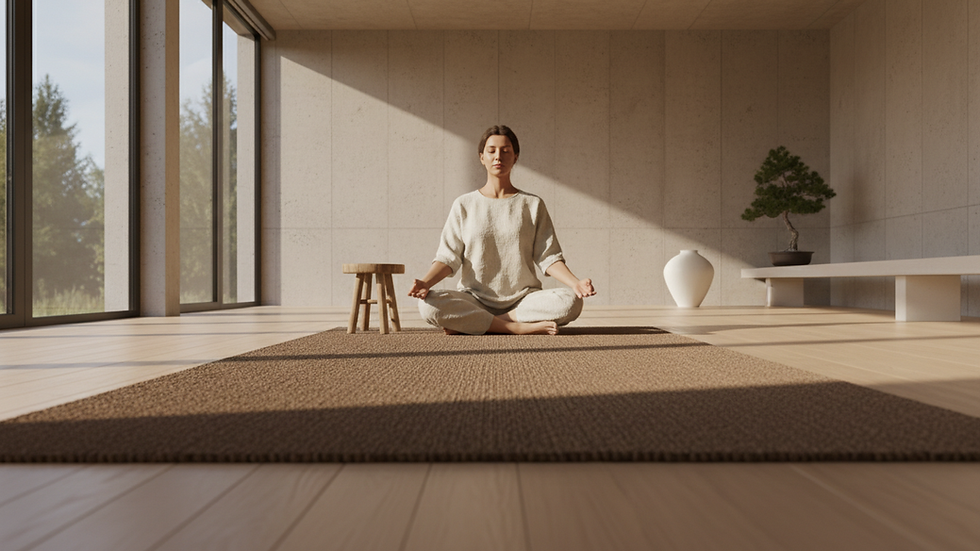 Vista a nivel de ojo de una persona meditando en un espacio tranquilo