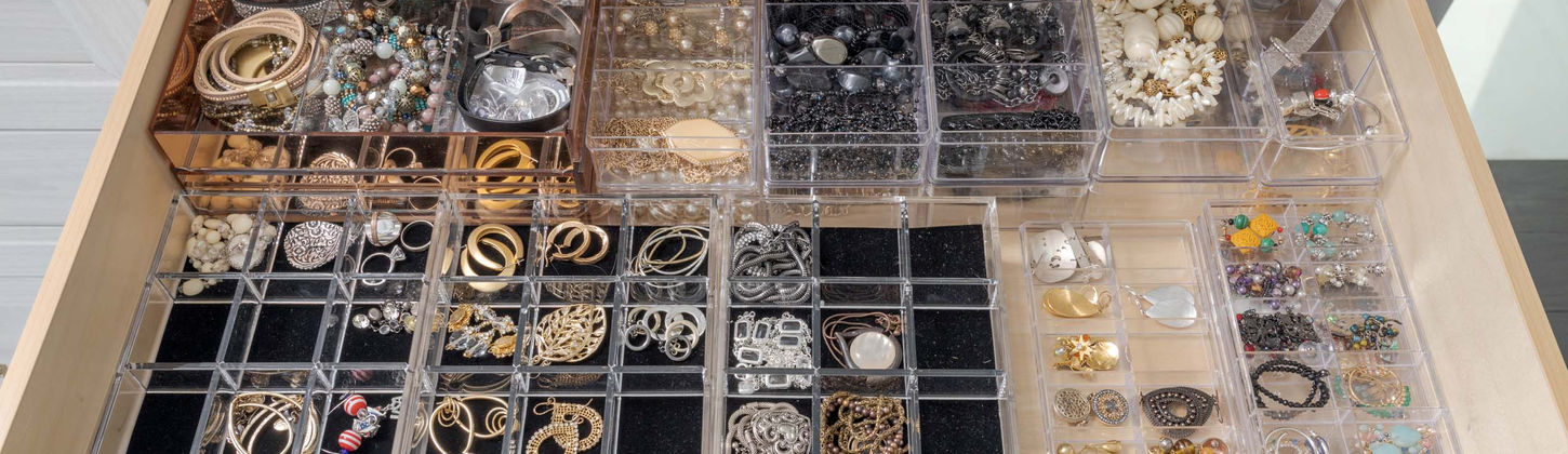 clear custom closet drawer organizer for jewelry installed in Washington D.C
