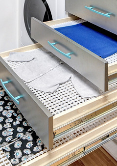 Custom Laundry Room Storage installed in Potomac, MD with pull out drying racks