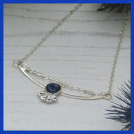 Silver necklace with blue paua shell cabochon