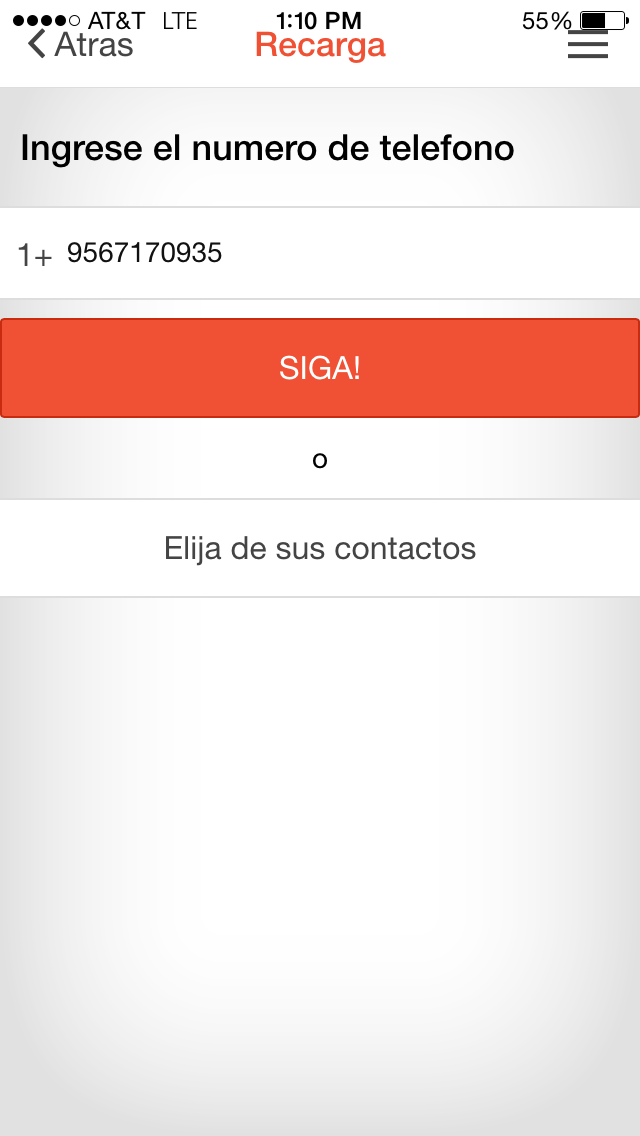 Inserte numero a recargar
