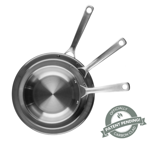 Strata Carbon Clad® 3-ply Carbon Steel Frying Pans - 3 Piece Set