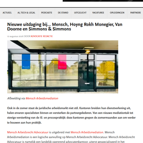 De uitbreiding van Mensch Arbeidsrecht Advocatuur met Mensch Arbeidsmediation op Advocatie.