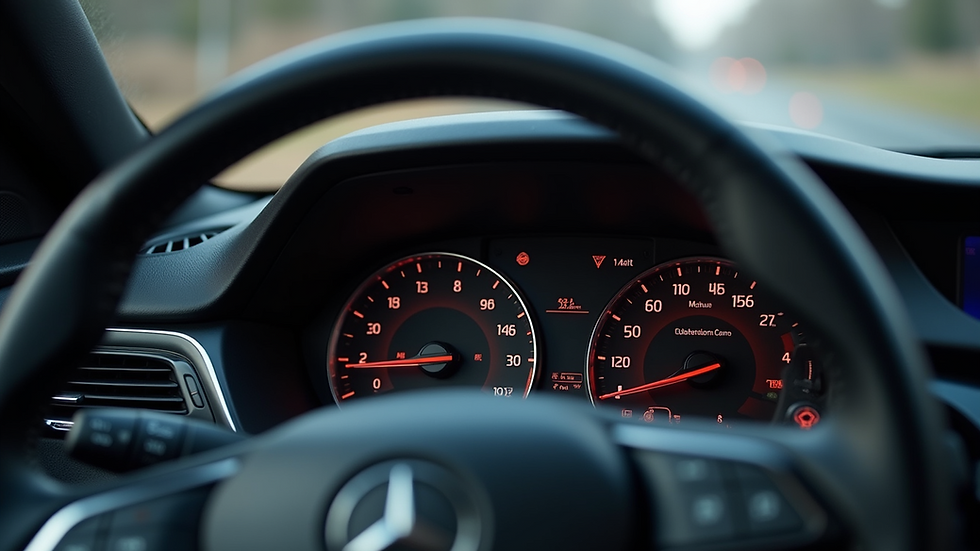 Eye-level view of a car dashboard showing tyre pressure monitoring system display