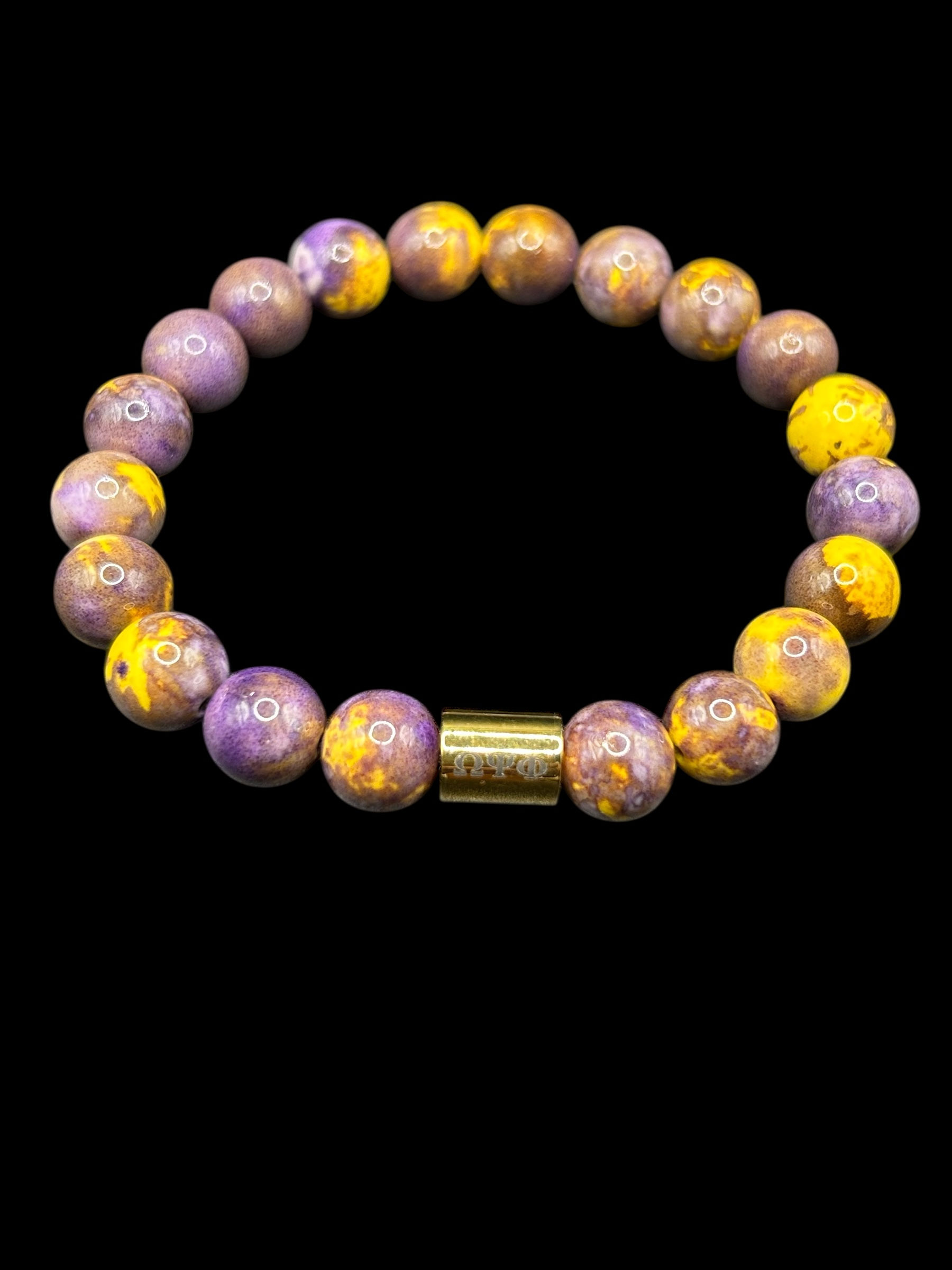 Que Phi Purple/Gold beaded stretch bracelet 