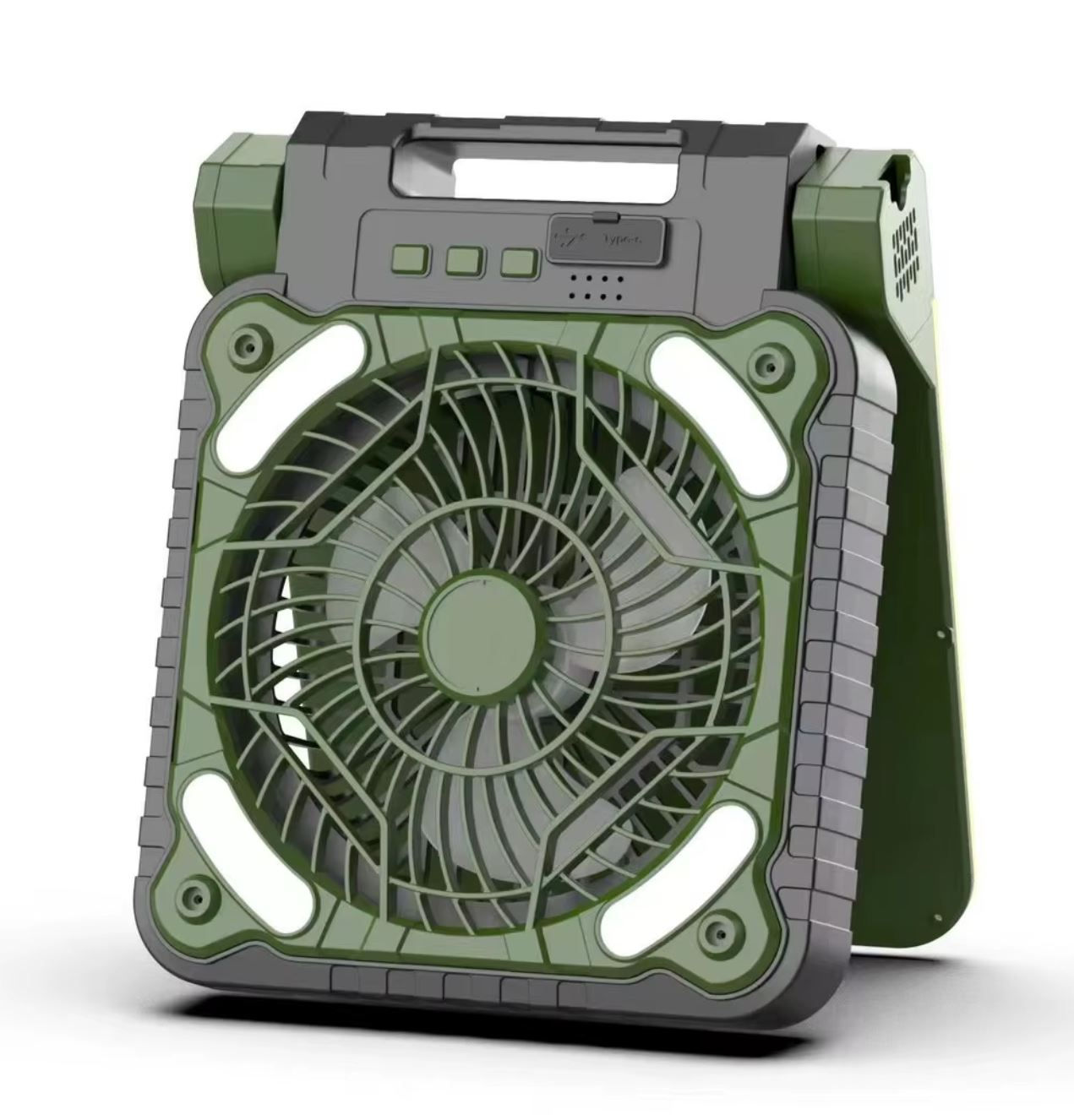 Ventilador Portatil USB solar embutido com luz - Verde