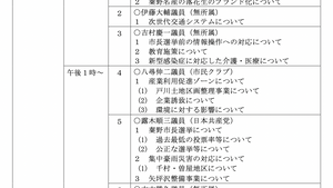 一般質問のお知らせ