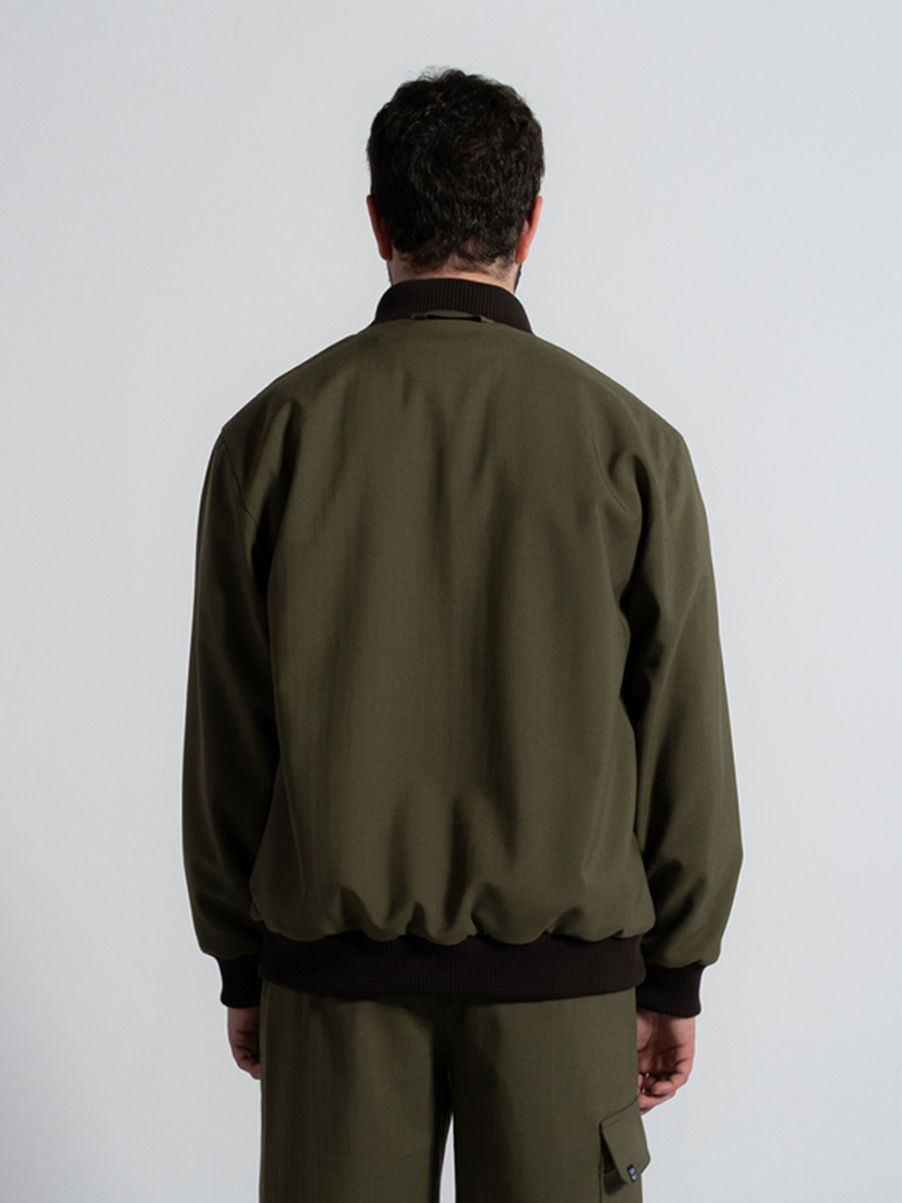 Thumbnail: Reversible Bomber Jacket in Olive Green/Black