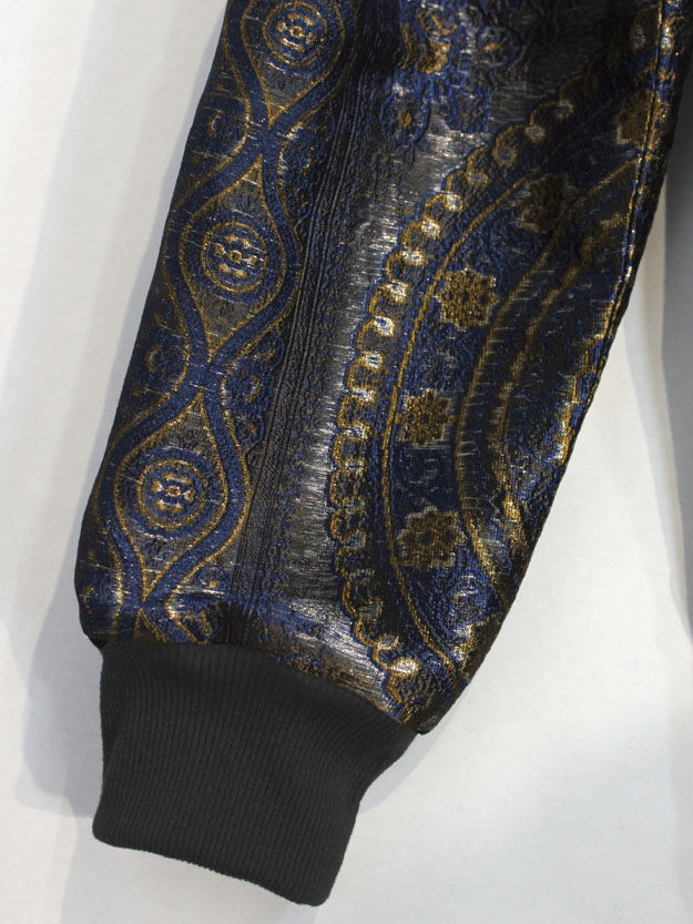 Thumbnail: Silk Sari Bomber Jacket Midnight Brass Mandala/Black - M