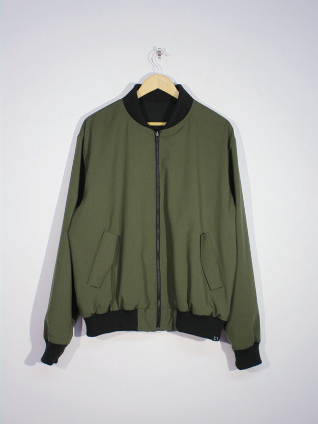 Reversible Bomber Jacket in Olive Green/Black