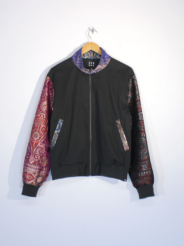 Silk Sari Jacket Colorblock/Black