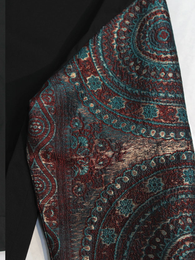 Silk Sari Bomber Jacket Bordeaux Turquoise Mandala/Black