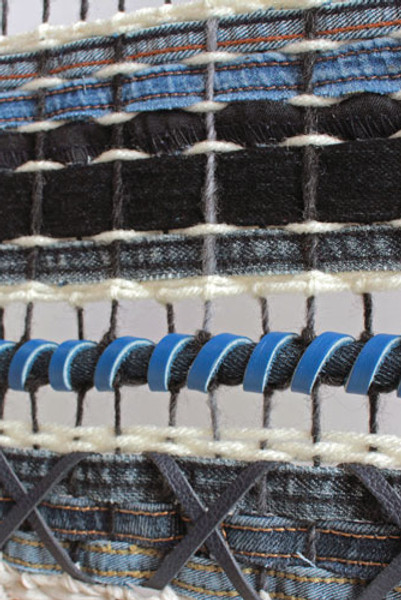 Weaving process with upcycled materials
