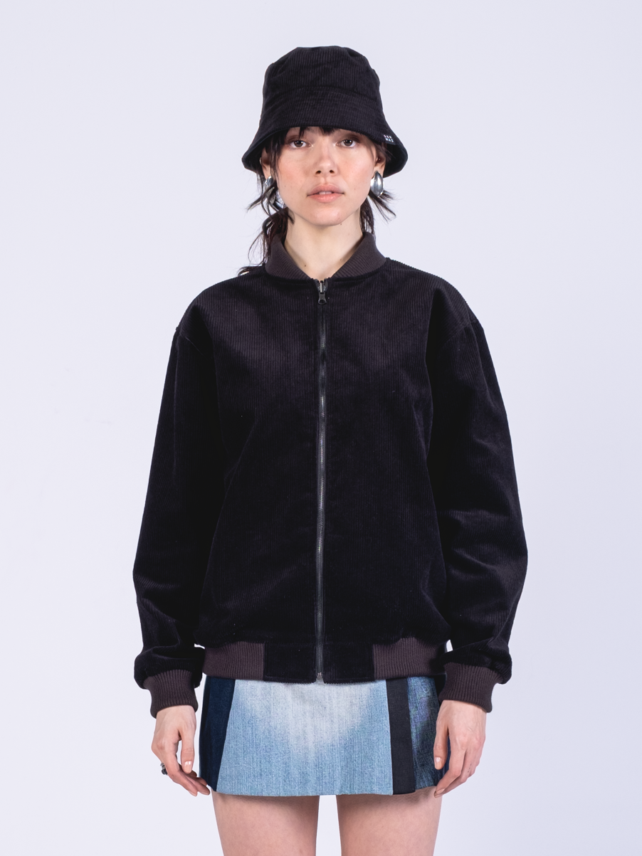 Thumbnail: Bomber Jacket in Black Corduroy