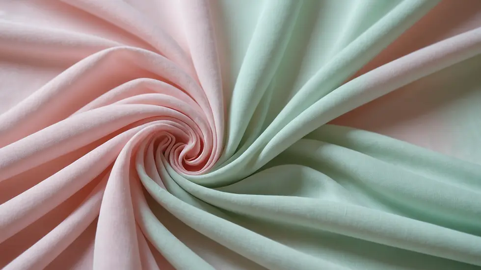 Close-up view of soft chiffon fabric in pastel hues