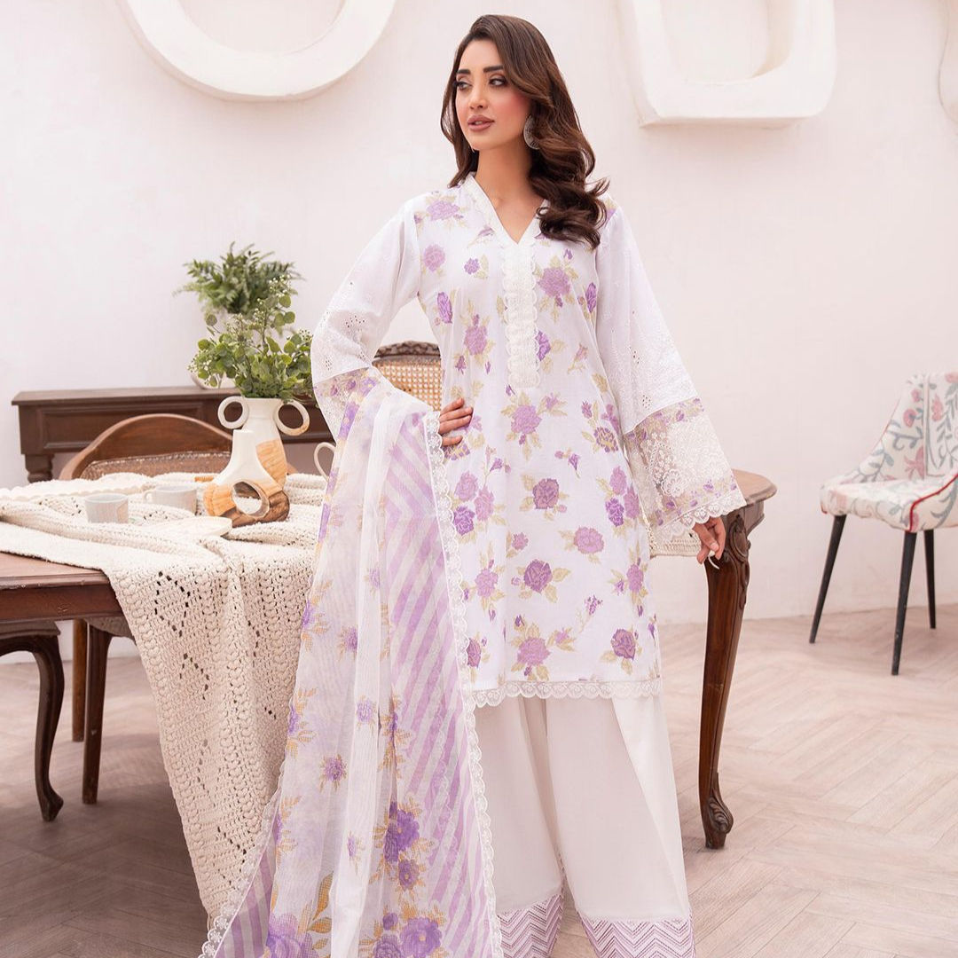 Mauve Suit With Detailed Embroidery