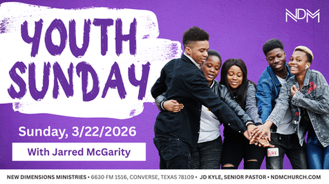 NDM church Youth Sunday event announcement horizontal digital graphic announcement. 