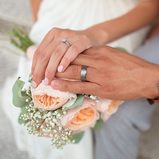 Wedding couple's hands