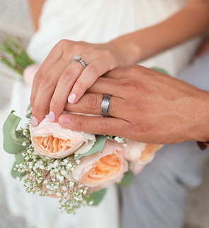 Wedding couple's hands