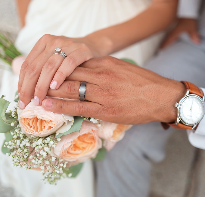 Wedding couple's hands