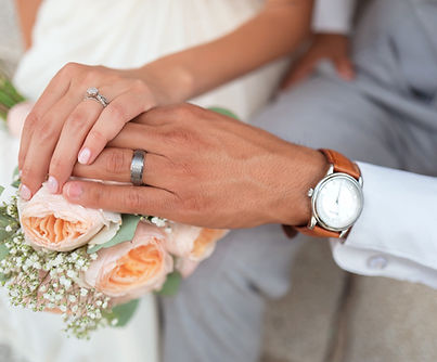Wedding couple's hands