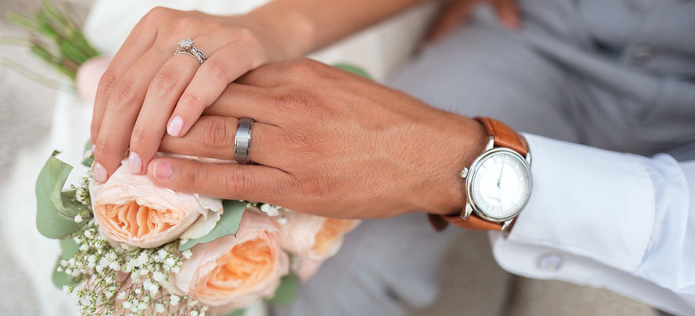 Wedding couple's hands