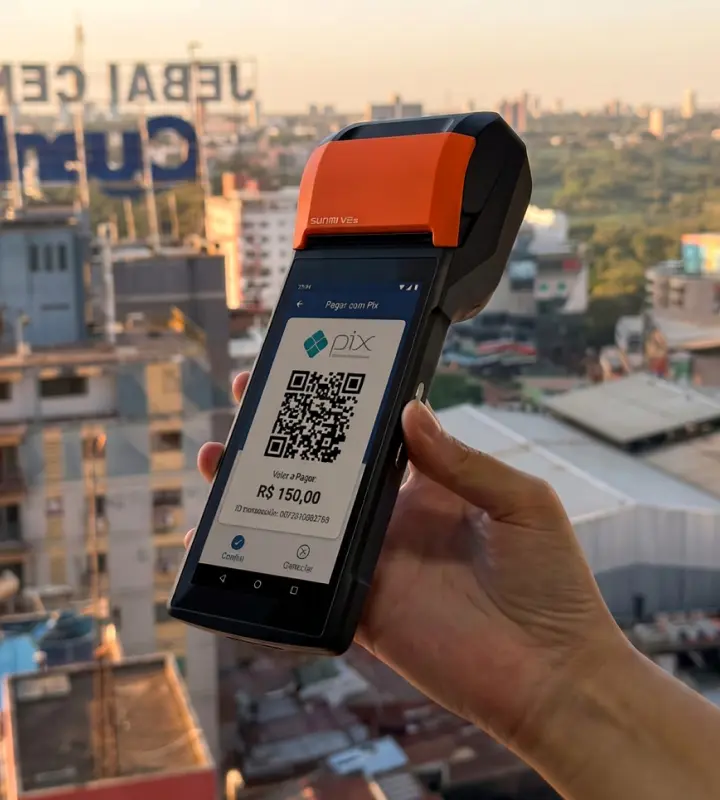 Maquininha POS Sttart com QR Code de PIX Internacional para receber PIX no Paraguai