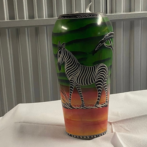 10” Zebra Vase Hand Carved From Soapstone The Esther Project