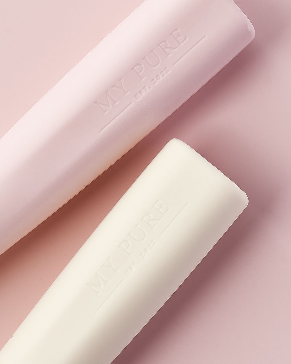 Thumbnail: pink and beige silicone spoons close up view