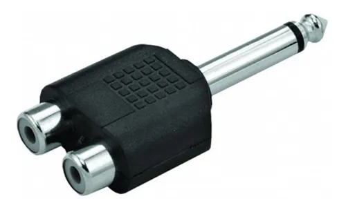 Adaptador Plug 2 Jack Rca Mono Para P10 Mono Plástico/Niquel