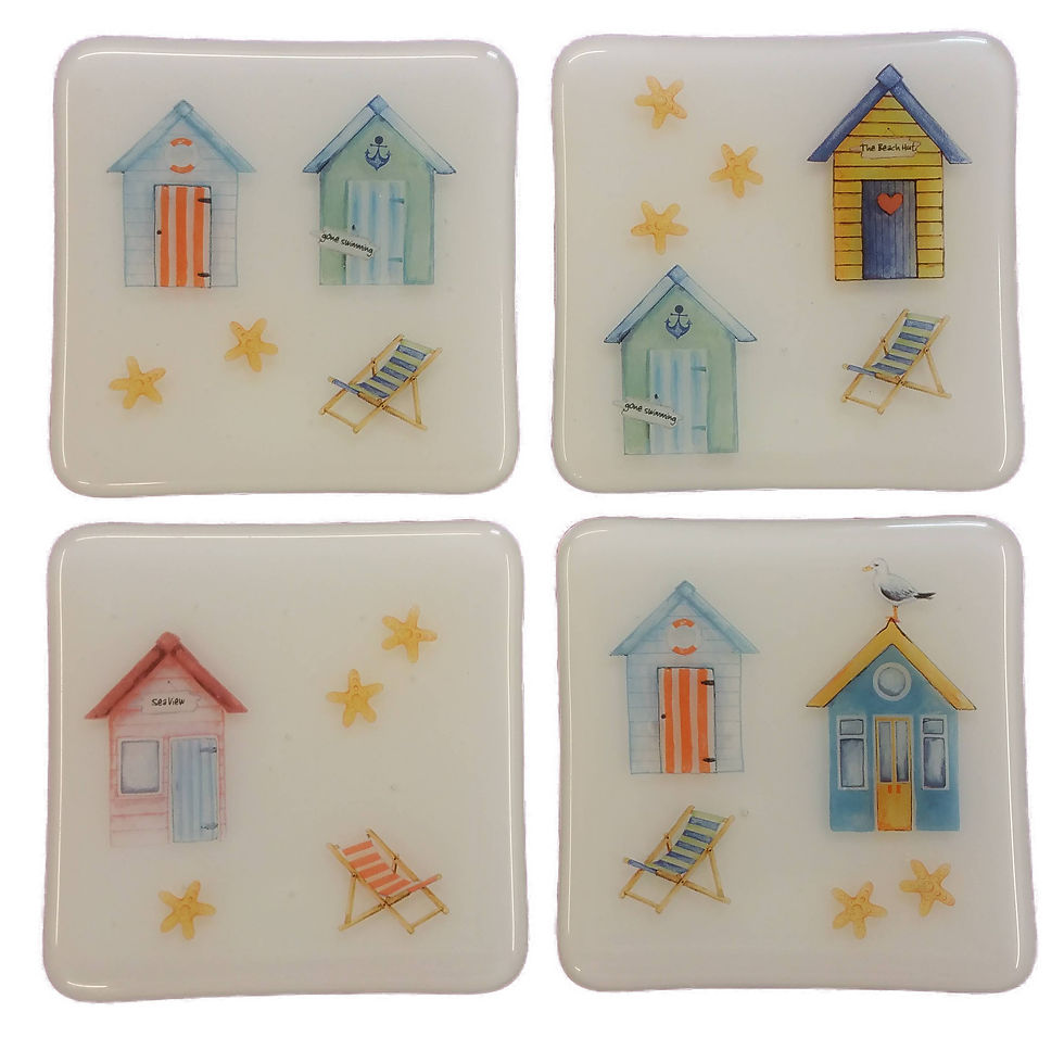 Thumbnail: Handmade Fused Glass Beach Themed Coasters - View 1 - Exclusive To Quirky Gifts