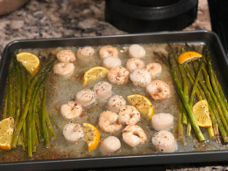 Lemon Garlic Scallops And Asparagus- All in one pan