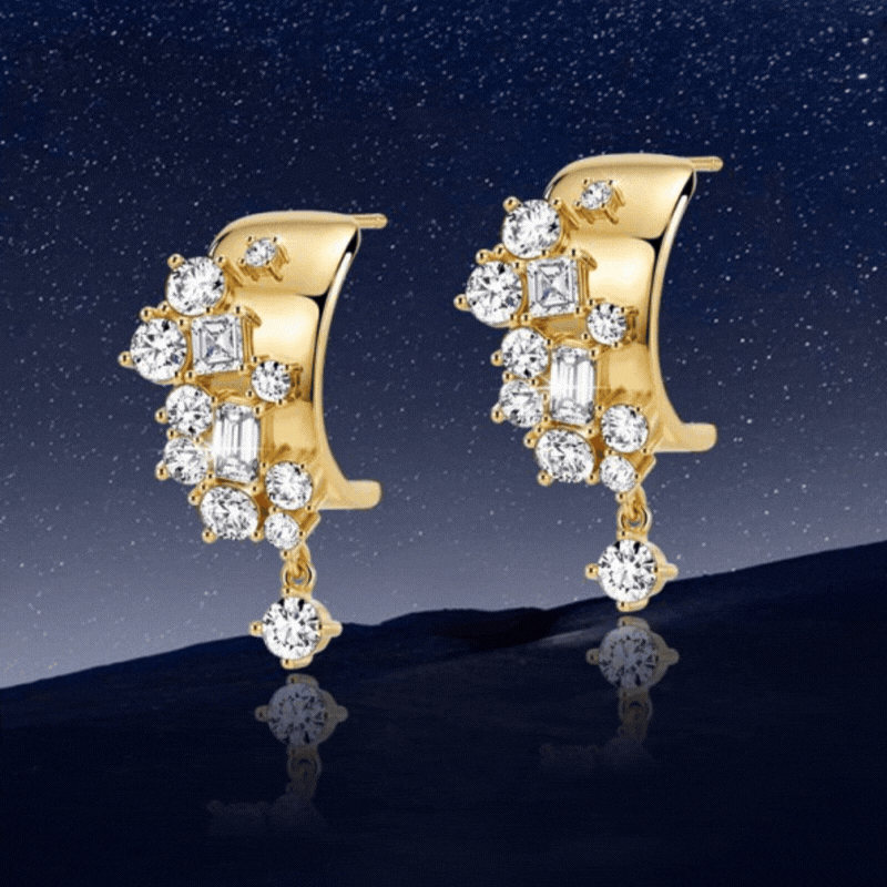 FREE ASTROLOGY: Italo Golden Waterfall Round Cut Hoop Earrings For Women
