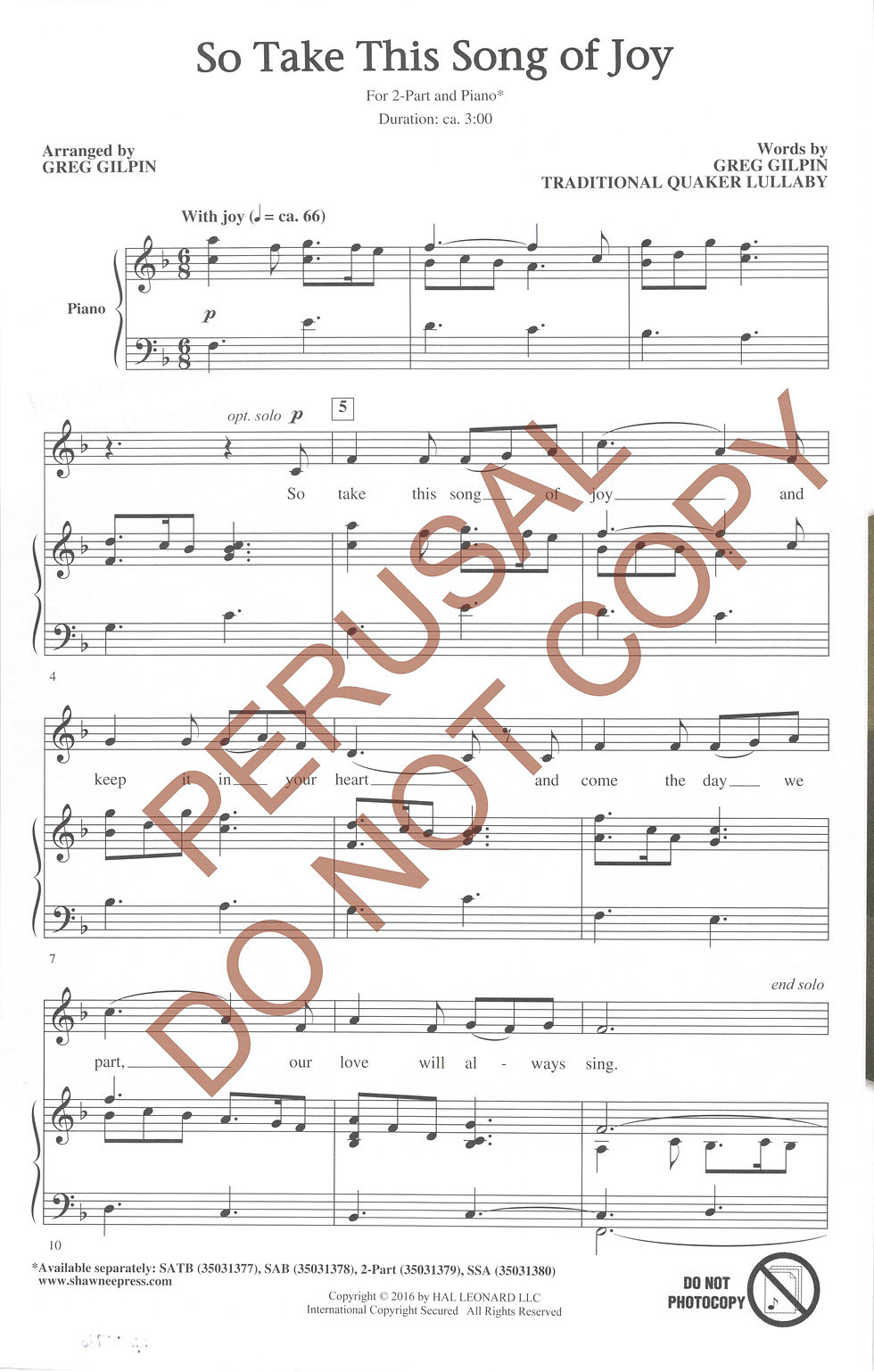 Thumbnail: So Take This Song of Joy