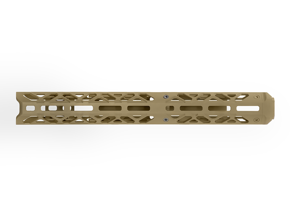 Thumbnail: Вигляд знизу на довгу цівку КРУК для РПК, демонстрація слотів M-LOK по всій довжині