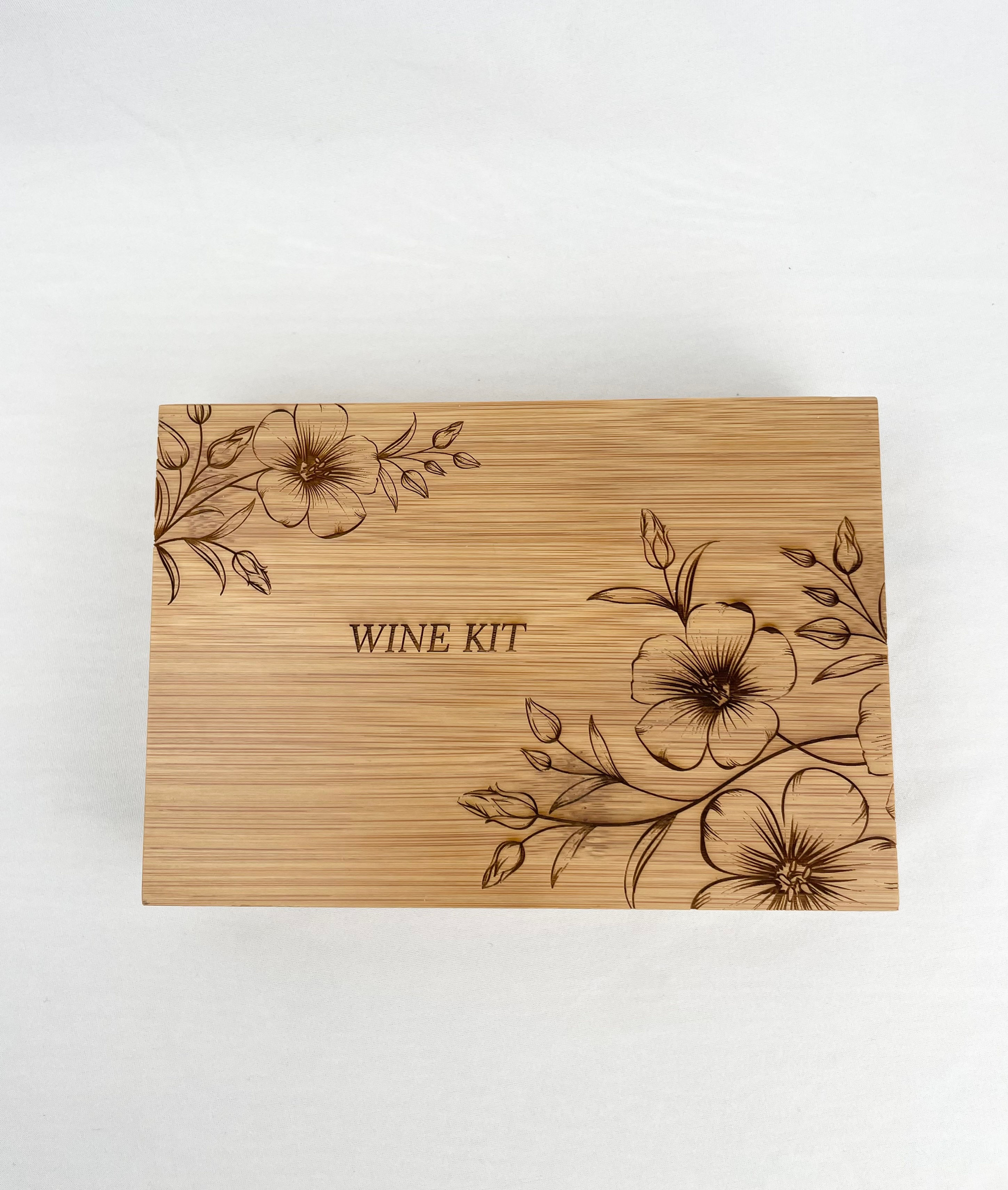 4 Piece Bamboo Wine Kit - Engraved
