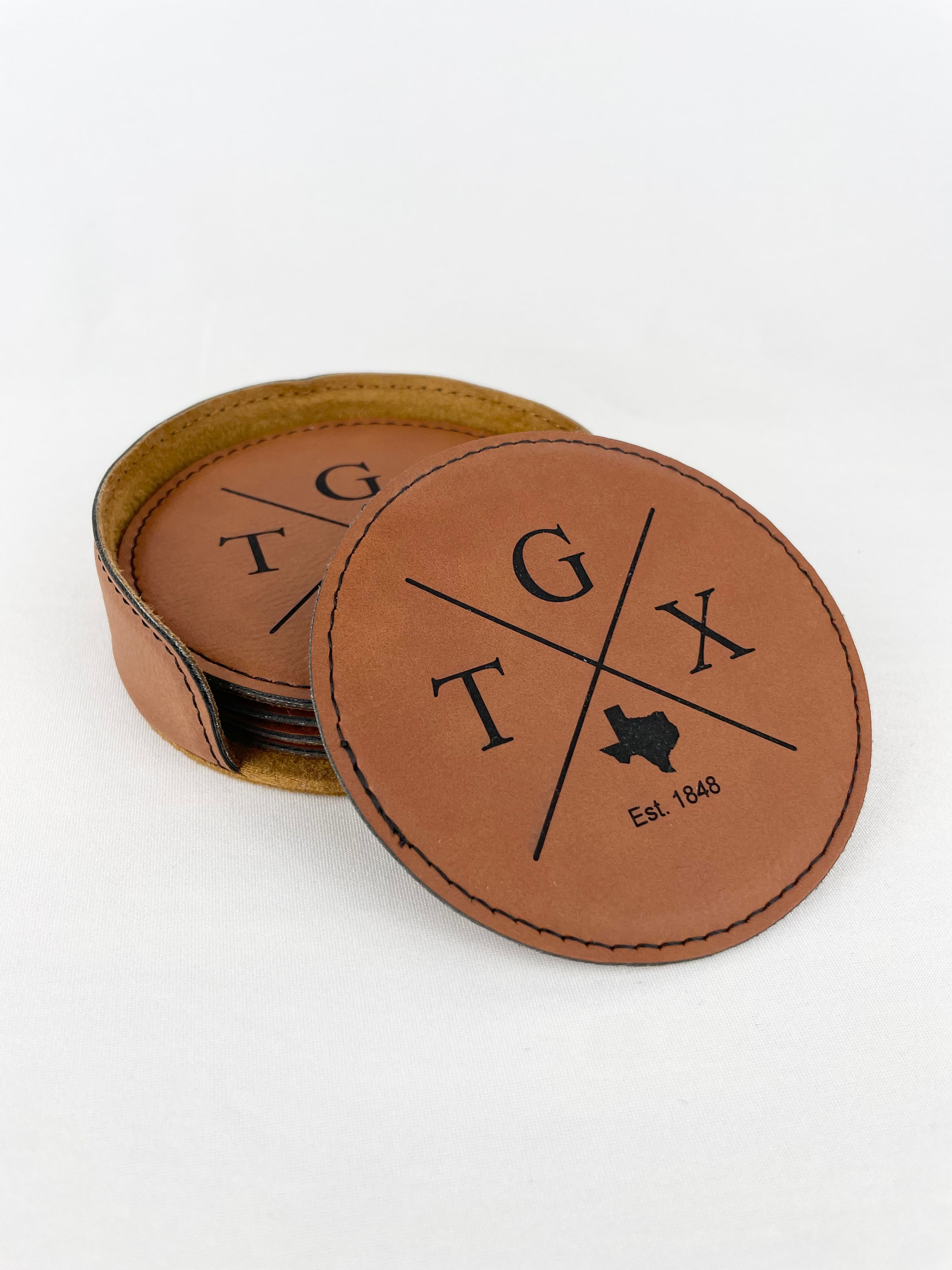 Leatherette Coasters with Engraving