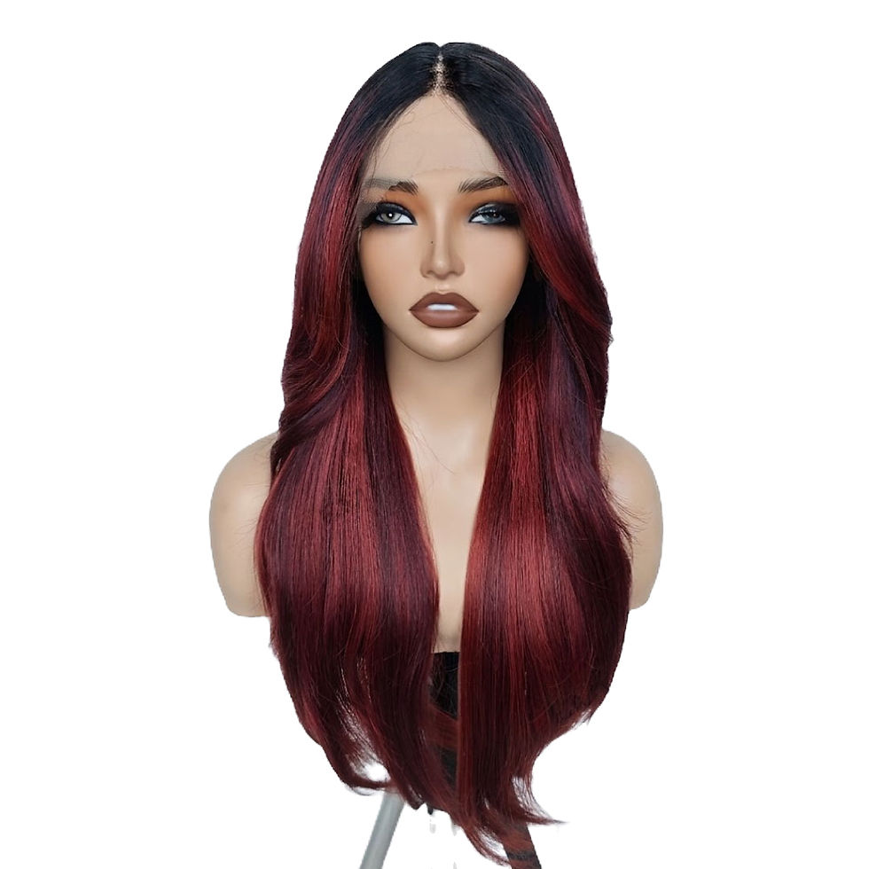 Thumbnail: JS Boss Wife 1B/burg middle part 24 inch synthetic wig