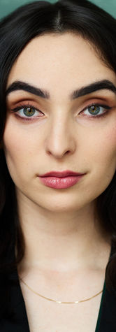 Theatrical Headshot of woman in black suite in Grant Park, Atlanta